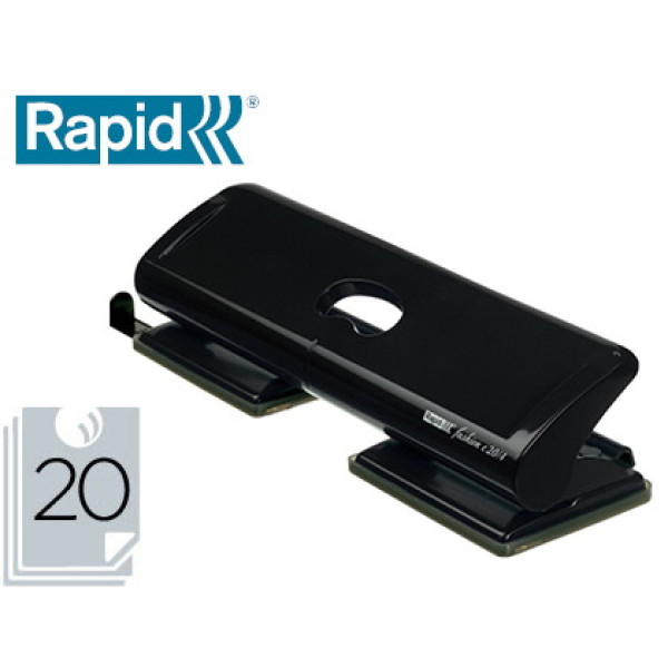 Taladro RAPID Fashion FC20/4 - 4 taladros metálico negro, capacidad 20 hojas