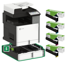Impr.multifuncional LEXMARK XC9535 láser color +bandeja 20L8800 + 4 toners baja capacidad