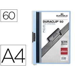 Carpeta DURACLIP 60 dossier pinza lateral DIN-A4 polipropileno azul, para 60h pinza deslizante