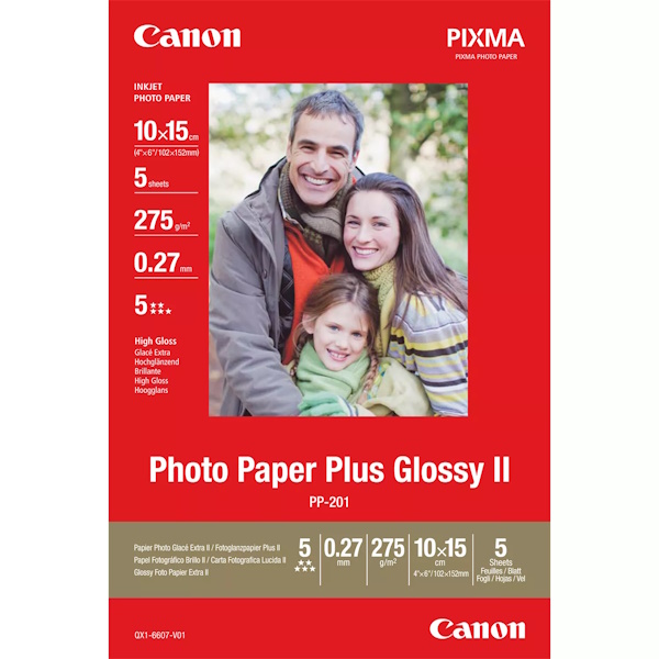 Papel CANON PP-201 5h.10x15cm Photo Paper Plus Glossy II 265g.