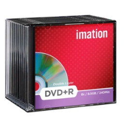 (10) DVD+R DL IMATION 8,5GB Dual Layer slim 8x Doble capa