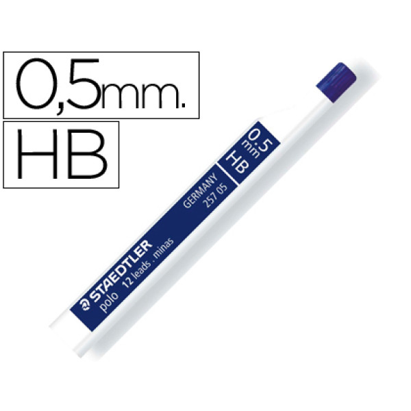 (12) Minas STAEDTLER grafito 0,5 mm  HB Polo tubo