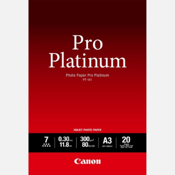 Papel CANON PT-101 20h.A3 Photo Paper Pro Platinum 300g.