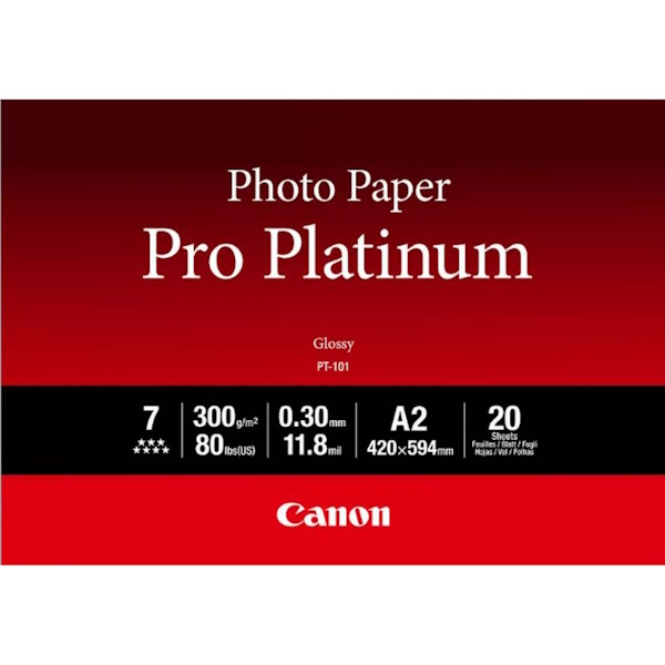 Papel CANON PT-101 20h. A2 Photo Paper Pro Platinum 300g.