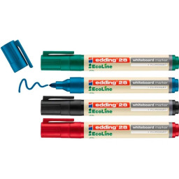 (4) Rotuladores EDDING 28 EcoLine punta redonda 1,5-3mm pizarra blanca (164498) neg/azul/rojo/ver