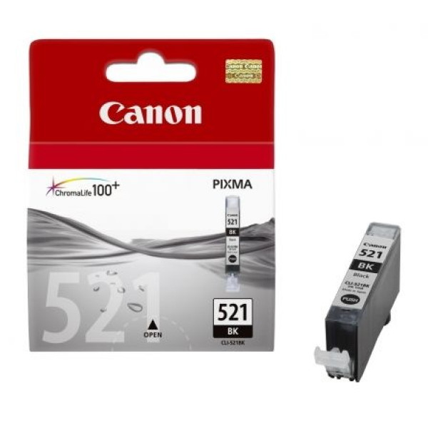 C.t. CANON CLI521BK  IP3600 IP4600 fotog. negro MP540 MP620 MP630 MP980