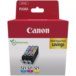 (3) C.t. CANON CLI521CMY MULTI ECOPACK pack 3-colores cartón