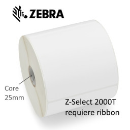 (8) Rollos etiquetas ZEBRA Z-Select 2000T core25mm 51x25mm 8x2.580et (requiere ribbon)