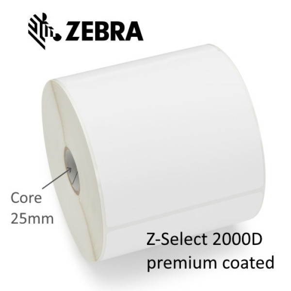 (12) Rollos etiquetas ZEBRA Z-Select 2000D core25mm 57x76mm 12x930et Premium Topc. perforada