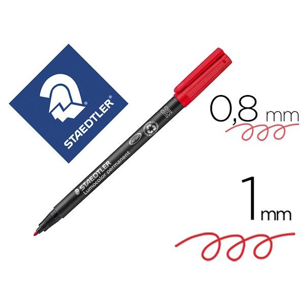 Rotulador STAEDTLER 317-2 Lumocolor permanen rojo Punta fibra media redonda 0.8-1.0mm 