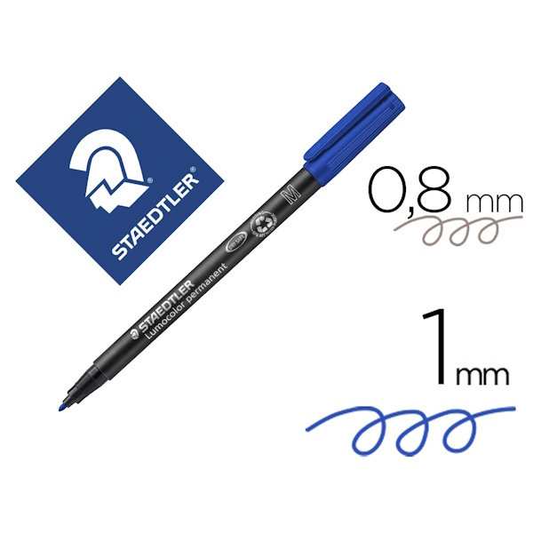 Rotulador STAEDTLER 317-3 Lumocolor permanen azul Punta fibra media redonda 0.8-1.0mm 