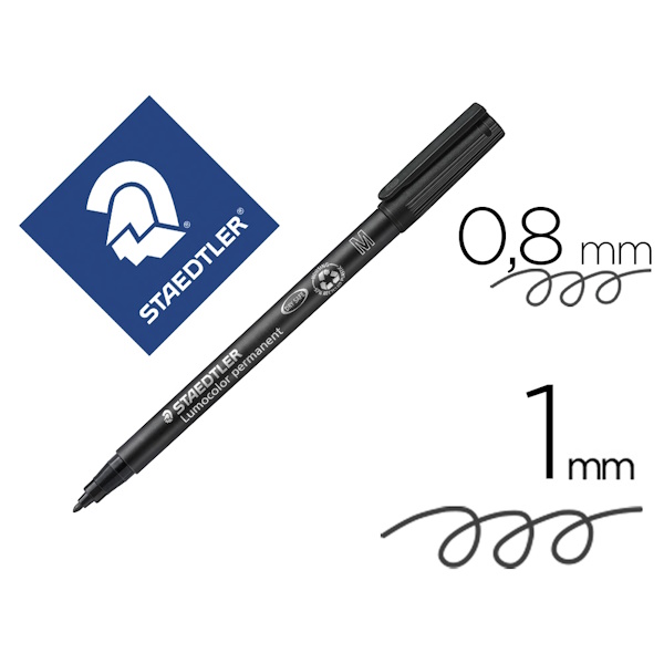 Rotulador STAEDTLER 317-9 Lumocolor permanen negro Punta fibra media redonda 0.8-1.0mm 