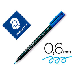 Rotulador STAEDTLER 318 Lumocolor permanente azul Punta fibra fina 0.6mm 