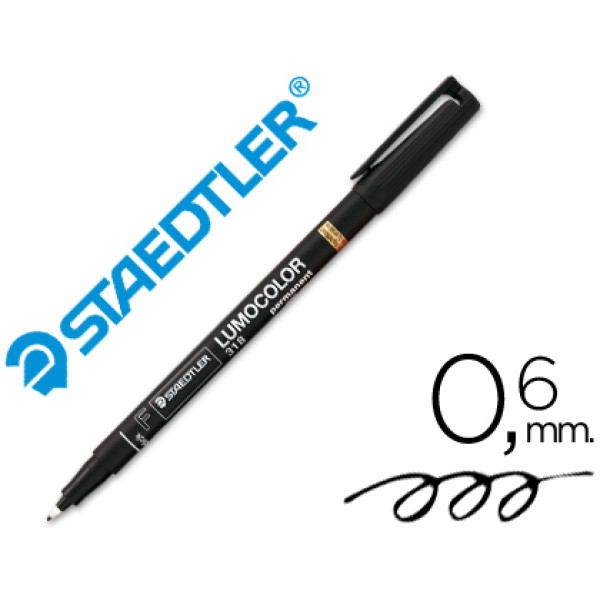 Rotulador STAEDTLER 318 Lumocolor permanente negro Punta fibra fina 0.6mm 