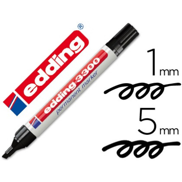 Rotulador EDDING Permanente 3300 negro n.1  Punta biselada