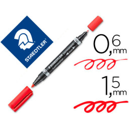 Rotulador STAEDTLER Lumocolor DUO rojo Punta fibra 0.6 y 1.5 mm