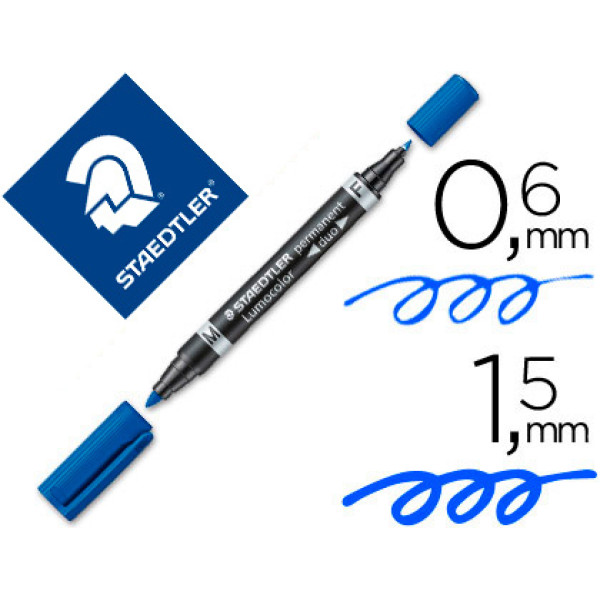 Rotulador STAEDTLER Lumocolor DUO azul Punta fibra 0.6 y 1.5 mm