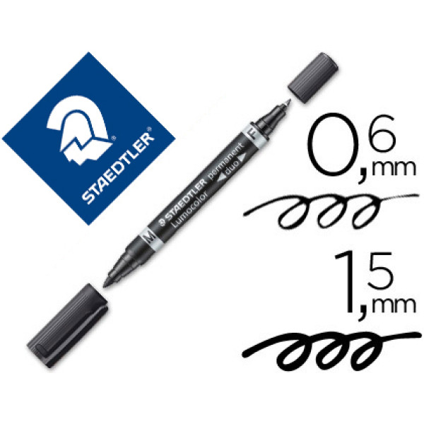 Rotulador STAEDTLER Lumocolor DUO negro  Punta fibra 0.6 y 1.5 mm