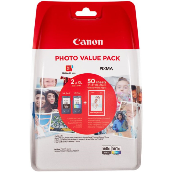 (2)C.t. CANON PG560XL/CL561XL Photo Value Pack ** +50h. 10x15cm Photo **