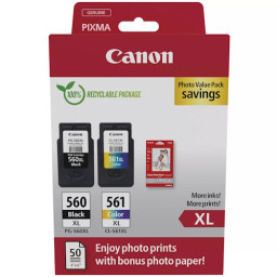 CANON 1xPG560XL+1xCL561XL Photo Value Pack ECO +50h. 10x15cm PhotoPaperGP-501 cartón