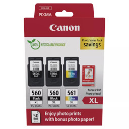 CANON 2xPG560XL+1xCL561XL Photo Value Pack ECO +50h. 10x15cm PhotoPaperGP-501 cartón