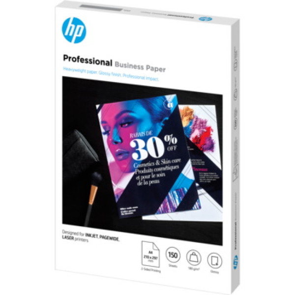 Papel HP Profesional Business 180g 150h A4 Glossy for Inkjet PageWide and Laserjet, FSC-cert.