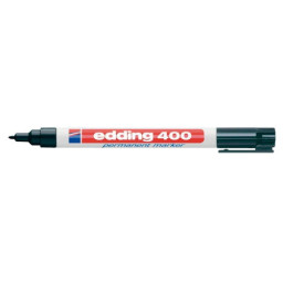 Rotulador EDDING 400 punta fibra permanente negro punta redonda fina trazo 1mm, secado rápido