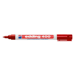 Rotulador EDDING 400 punta fibra permanente rojo punta redonda fina trazo 1mm, secado rápido
