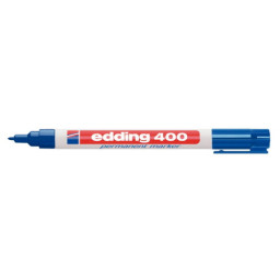 Rotulador EDDING 400 punta fibra permanente azul punta redonda fina trazo 1mm, secado rápido