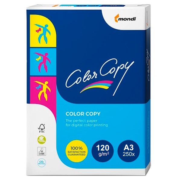 Papel MONDI COLOR COPY 250A3 120g 42,0x29,7 tacto extra suave recubrimiento satinado