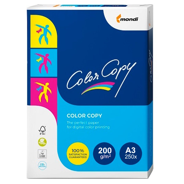 Papel MONDI COLOR COPY 250A3 200g 42,0x29,7 tacto extra suave recubrimiento satinado