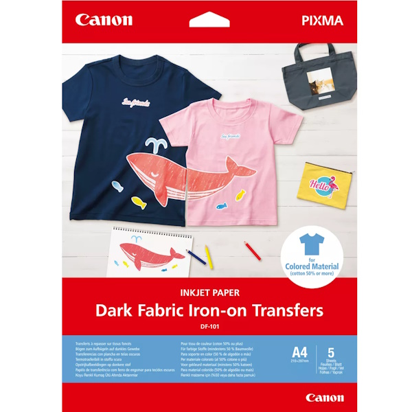 Papel CANON DF-101 tranferencia térmica 5h.A4 Dark Fabric Iron-on Transfers