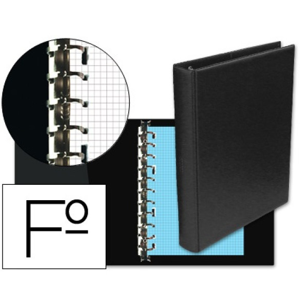 Carpeta Multifin ALFA 3005-G1 16 anillas 40 mm Plastico negro FOLIO