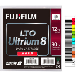 DC FUJIFILM Ultrium LTO-8 (BaFe) WORM etiquetado 12TB/30TB (una sola grabación) con etiqueta