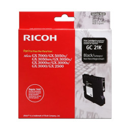 C. Gel RICOH GC-21B  GX3000 GX2500 GX3050 negro GX5050 GX7000 1.000p.