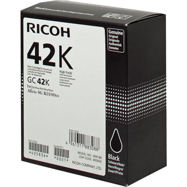 C. Gel RICOH GC-42K  SGK3100 negro 10.000p. Extra Alta capacidad