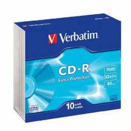 (10) Pack CD-R VERBATIM Datalife Slim 52x Extra Protection 700MB, 80m.