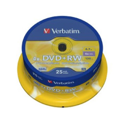 (T25) Spindle DVD+RW VERBATIM Advanced SERL 4x 4,7GB, 120m.
