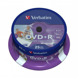 (T25) Spindle DVD+R VERBATIM Advanced AZO tarrina Matt Silver 16x 4,7GB 120m.