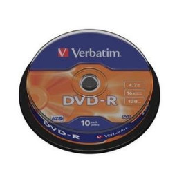 (T10) Spindle DVD-R VERBATIM Advanced AZO tarrina Matt Silver 16x 4,7GB 120m.