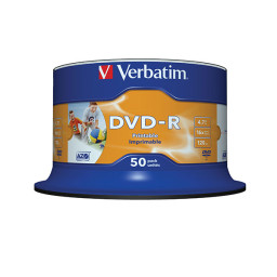 (T50) Spindle DVD-R VERBATIM Advanced AZO tarrina Wide Printable No-ID (21-118mm) 16x 4,7Gb 120m.