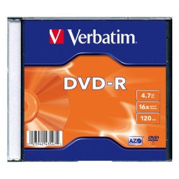 (20) Pack DVD-R VERBATIM Advanced AZO Slim case Matt Silver 16x 4,7GB 120m.