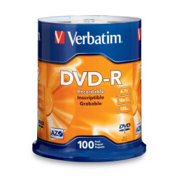 (T100) Spindle DVD-R VERBATIM Advanced AZO tarrina Matt Silver 16x 4,7GB 120m.