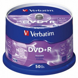 (T50) Spindle DVD+R VERBATIM Advanced AZO tarrina Matt Silver 16x 4,7GB 120m.
