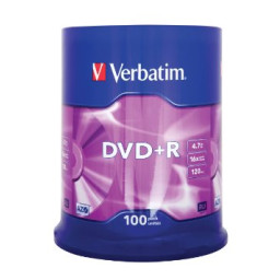 (T100) Spindle DVD+R VERBATIM Advanced AZO tarrina Matt Silver 16x 4,7GB 120m.