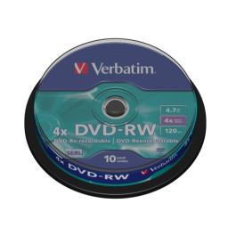 (T10) Spindle DVD-RW VERBATIM Advanced SERL tarrin Matt Silver 4x 4,7GB 120m.