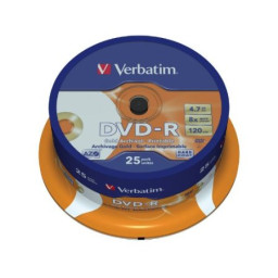 (T25) Spindle DVD-R VERBATIM Advanced AZO 16x ** Archival Grade 4,7GB, 120m. ***
