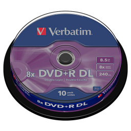 (T10) Spindle DVD+R DL VERBATIM Advanced AZO 8x Doble capa 8,5Gb, 240m.