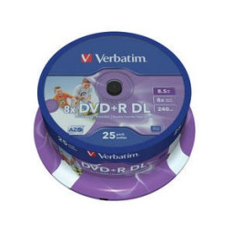 (T25) Spindle DVD+R DL VERBATIM Advanced AZO 8x Doble capa 8,5GB, 240m. Printable no-ID