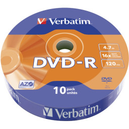 (T10) Wrap DVD-R VERBATIM Advanced AZO retráctil Matt Silver 16x 4,7GB 120m.